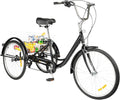 Triciclos, 27 mm, regulable, negro, CHIMHOON, Triciclo de 24 pulgadas para adultos, 8 velocidades, 3 ruedas