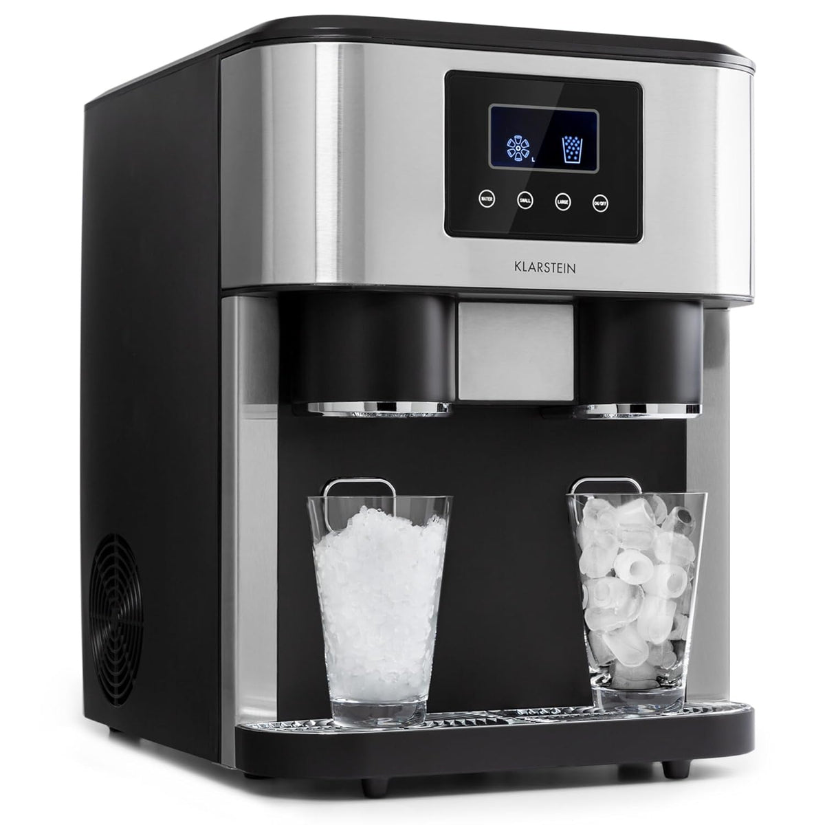 Klarstein Máquinas para hacer hielo, 1,8L, 15 kg, Ice Maker Encimera 15 kg, Doméstica Casa con Panel Táctil y Sistema Fácil Limpieza