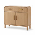 Aparador de madera maciza con asas de latón, 100x40x80 cm