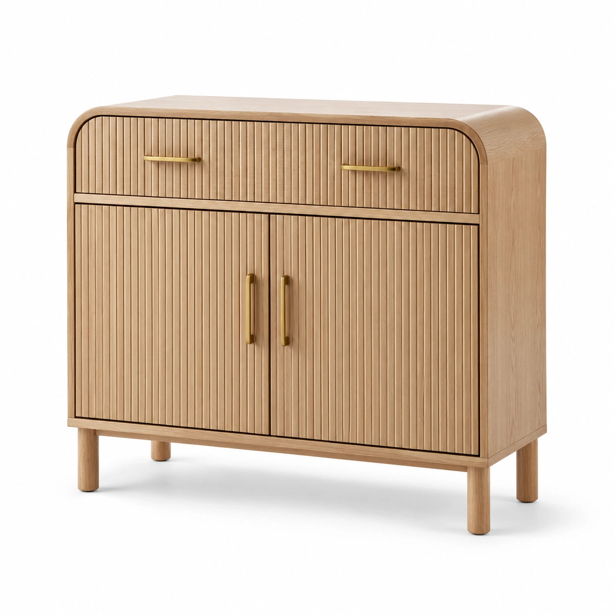 Aparador de madera maciza con asas de latón, 100x40x80 cm