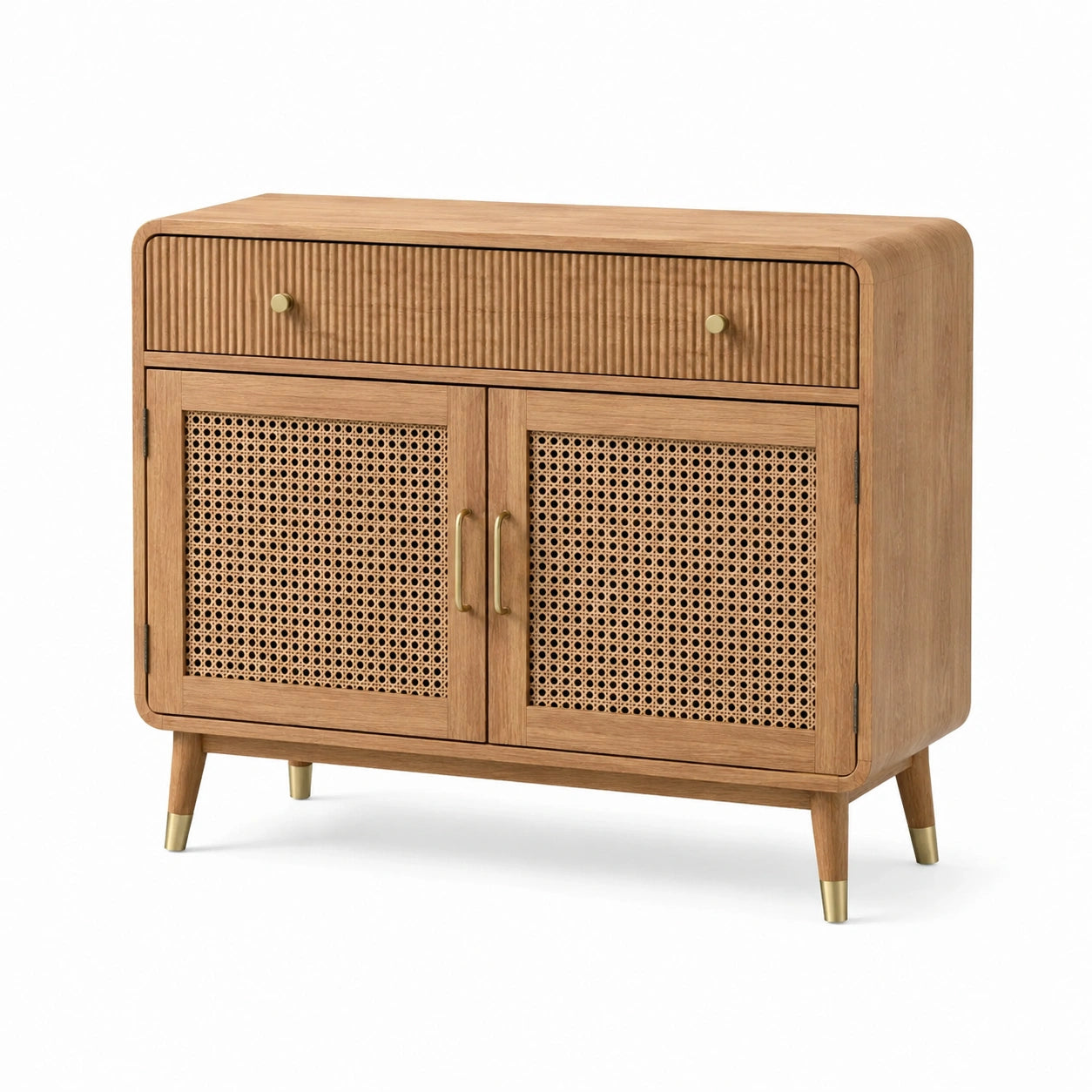 Aparador de madera y caña con cajón 100x40x80 cm