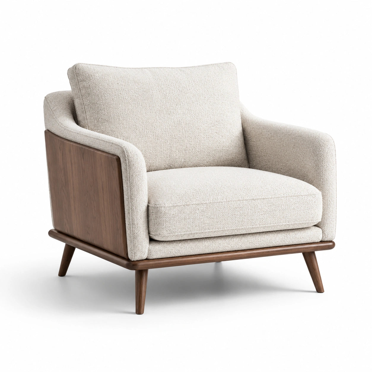 Sillón de madera y poliéster beige 80x90x85 cm