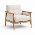 Sillón de madera de haya y tela bouclé beige