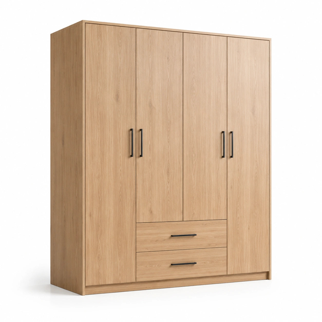 Armario de madera laminada con 4 puertas y 2 cajones