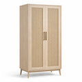 Armario de madera con puertas de ratán 180cm x 70cm x 50cm
