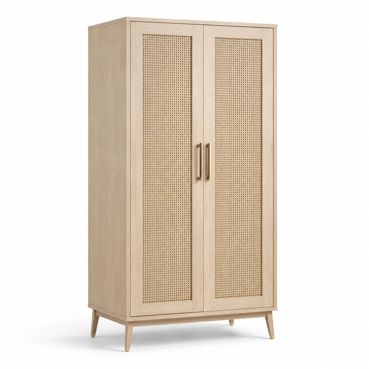 Armario de madera con puertas de ratán 180cm x 70cm x 50cm