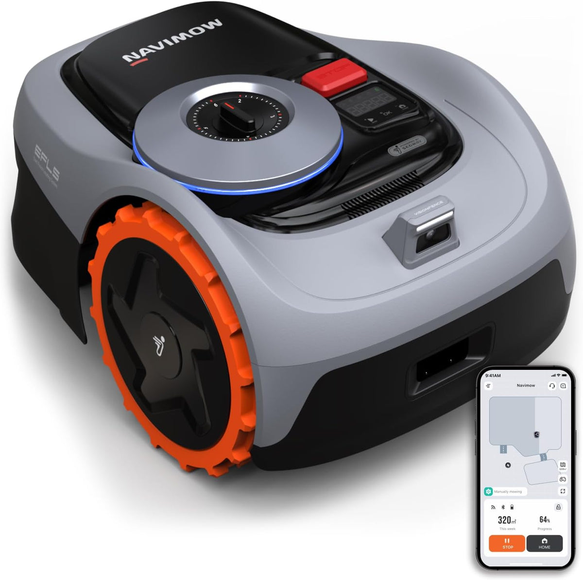 Robots cortacéspedes, NAVIMOW, Segway Navimow i105E Robot Cortacésped Perimetral sin Cables, máx. 600 m2, mapeo automático con IA