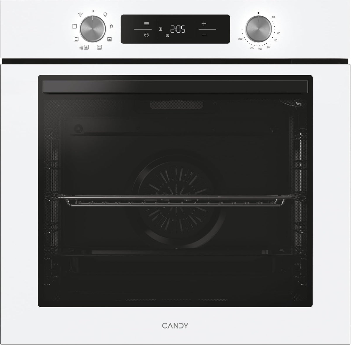 horno CA6, 595 × 595 × 548 mm, 78L, blanco, CANDY, 1 Bandeja y 1 Rejilla, 9 Funciones