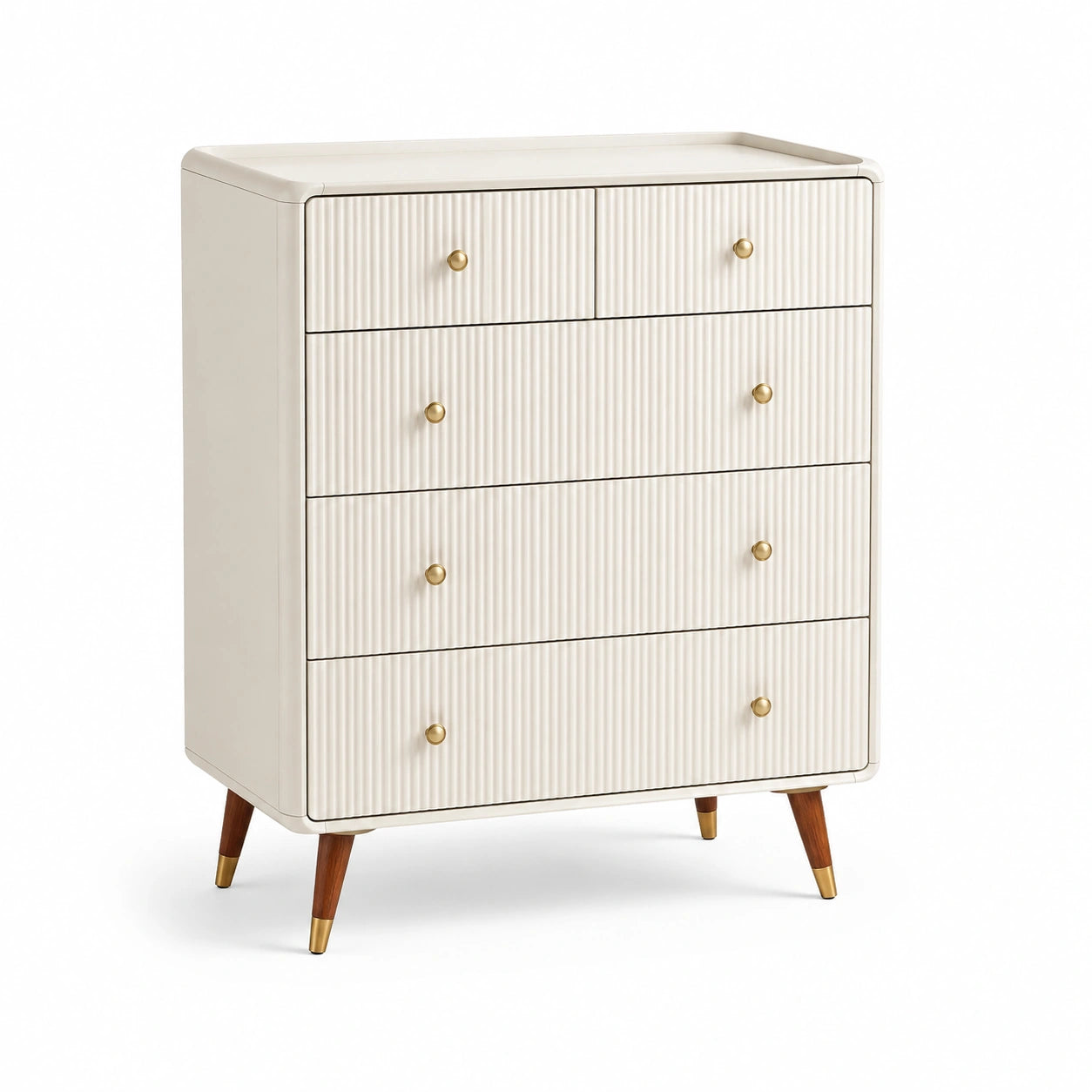 Cajonera de madera blanca con tiradores de latón