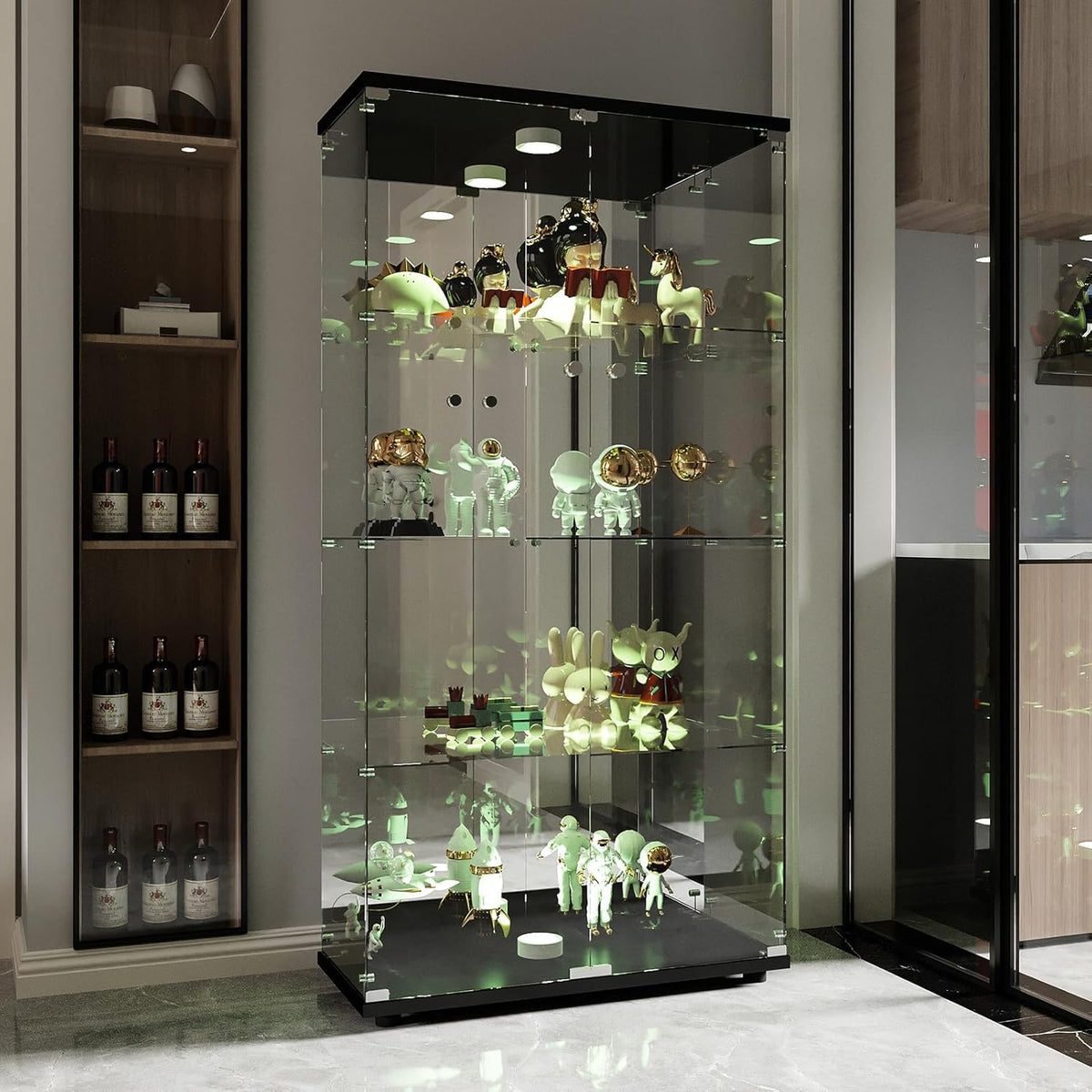 Vitrinas, 80,49 × 36,49 × 163,9 cm, con estantes, vidrio, para la oficina, FOERPL, Vitrina Cristal Expositora con Luz