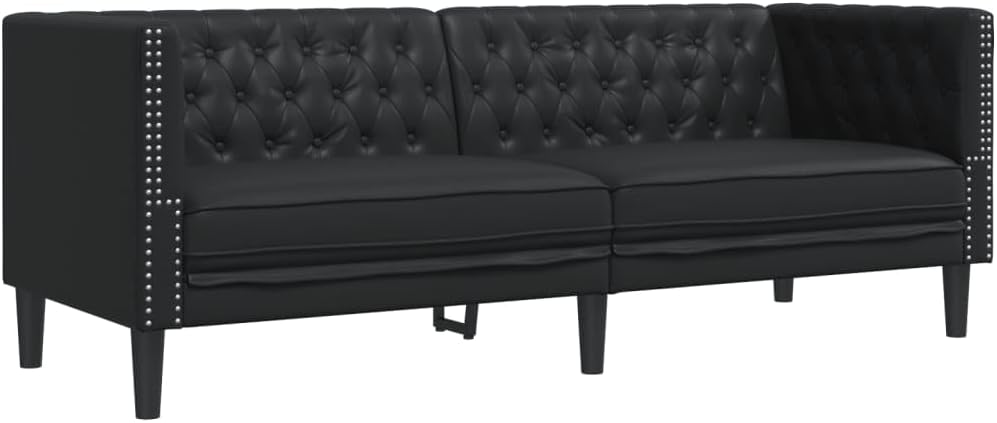 vidaXL sofá, cuero, negro