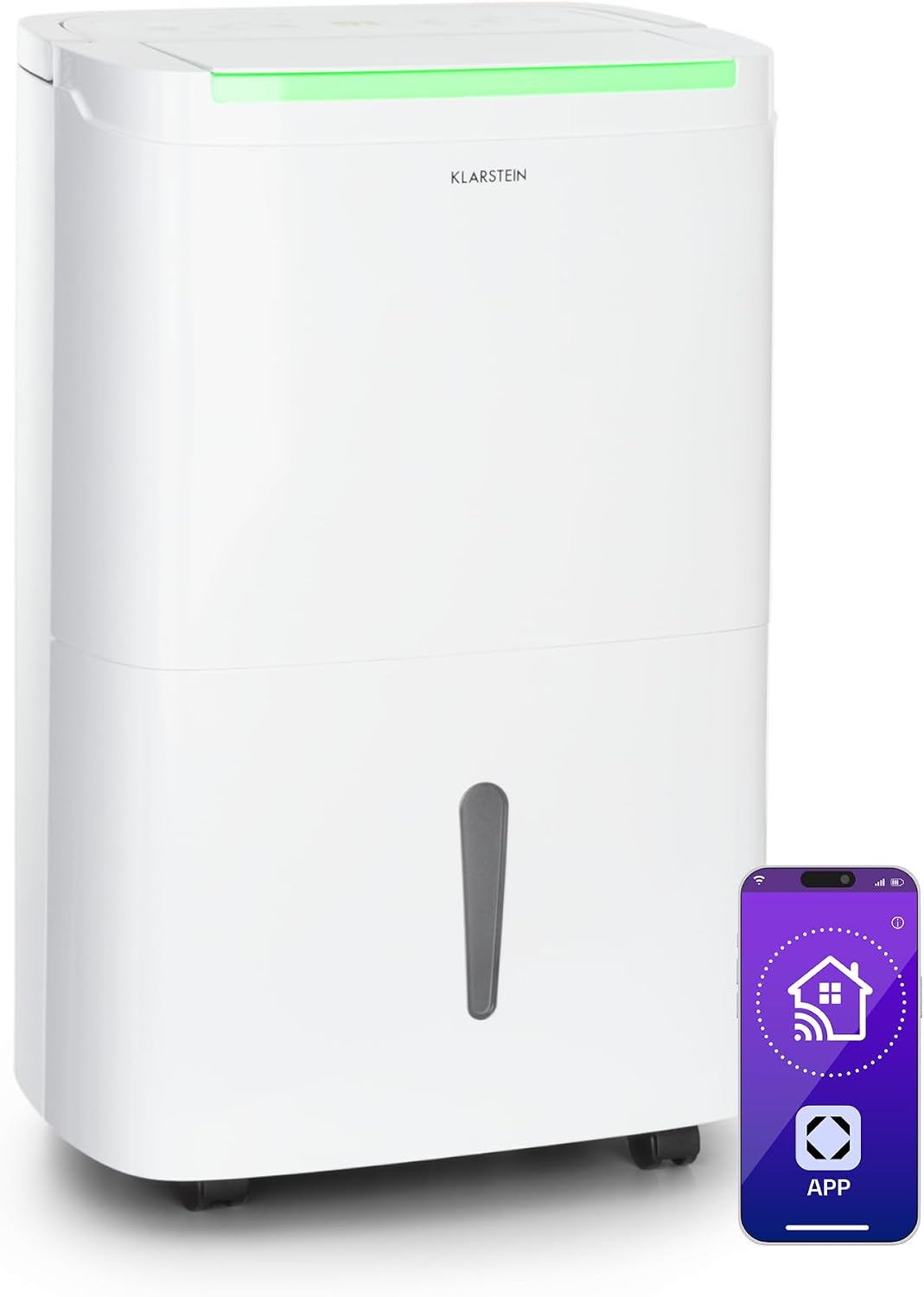 Klarstein Deshumidificadores, 40L, 7L, blanco, Klarstein DryFy Connect 40L Deshumidificador Inteligente, 40L/24h, Depósito 7L, Temporizador 24h