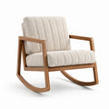 Mecedora de madera de haya tapizada en poliéster beige