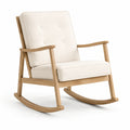 Mecedora de madera con cojín de poliéster beige