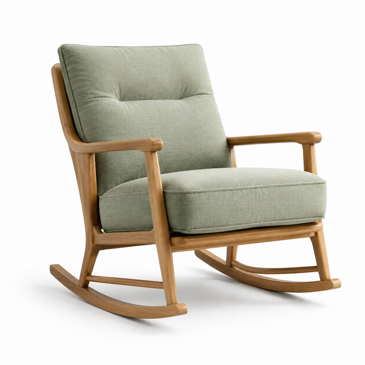 Mecedora de Madera de Roble y Tela Poliéster Verde 100cm