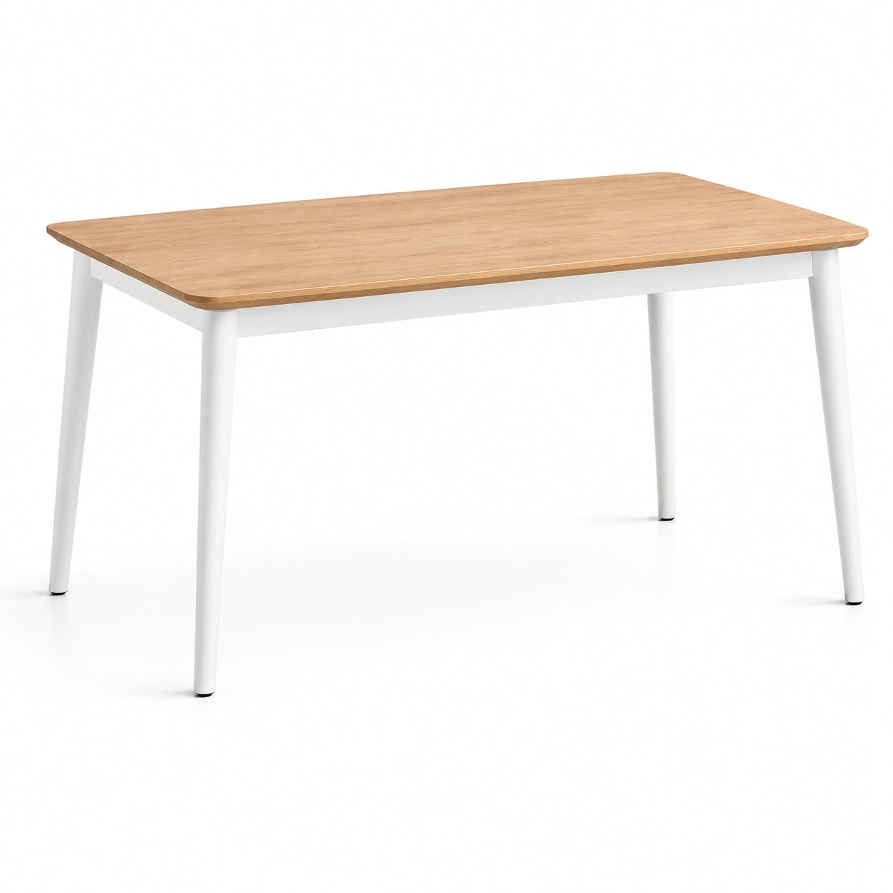 Mesa de comedor rectangular MDF y metal blanco, 140x80 cm