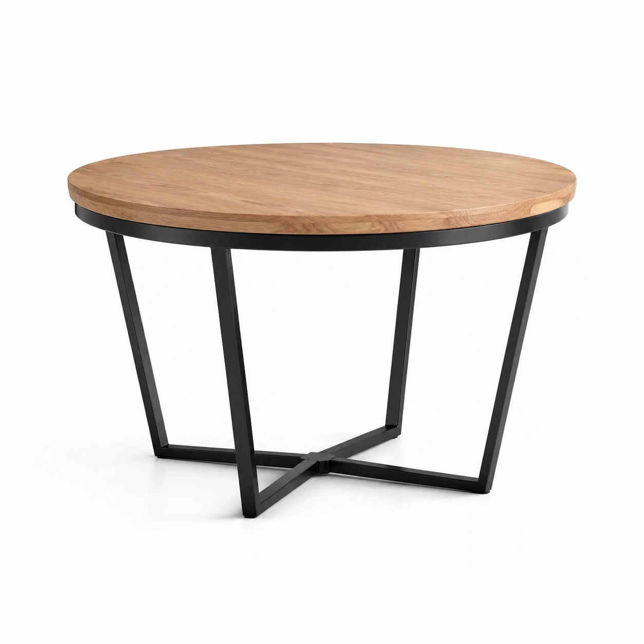 Mesa redonda de madera de roble y metal 120 cm