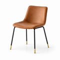 Silla de cuero sintético marrón con patas de metal