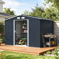 Outsunny Cobertizos de almacenamiento, 277 × 195 × 192 cm, gris, para el jardín, 9 m2 277x195x192 cm Gris Oscuro