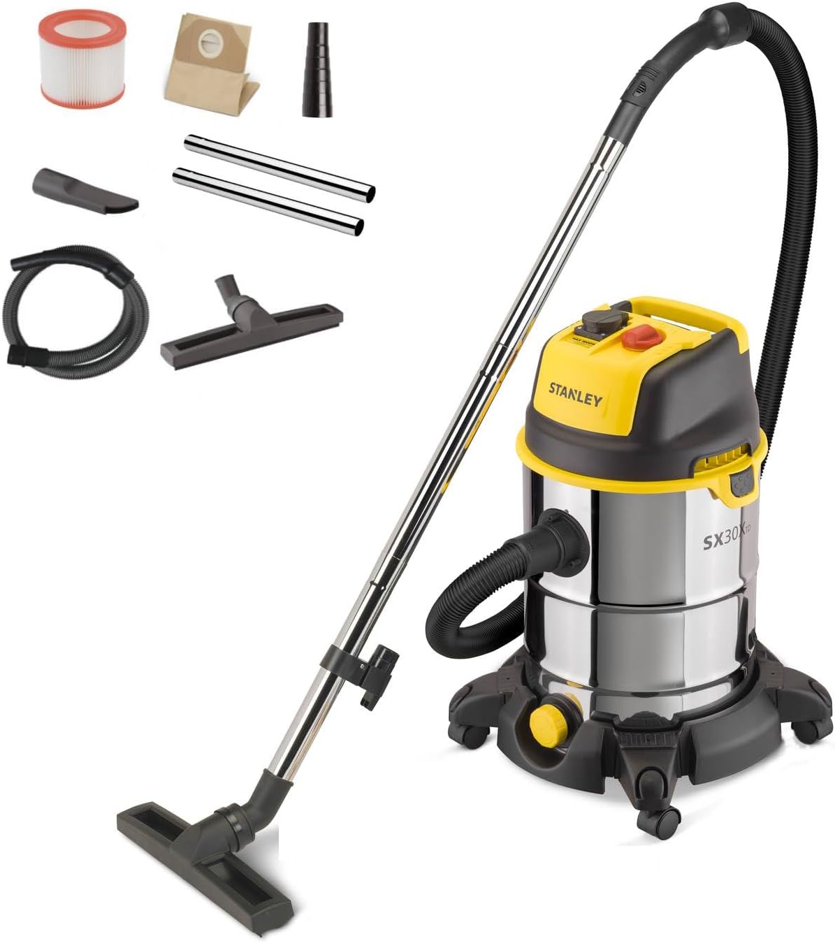 aspirador SXVC30XTDE, 47 cm, 1600 W, 30 L, STANLEY