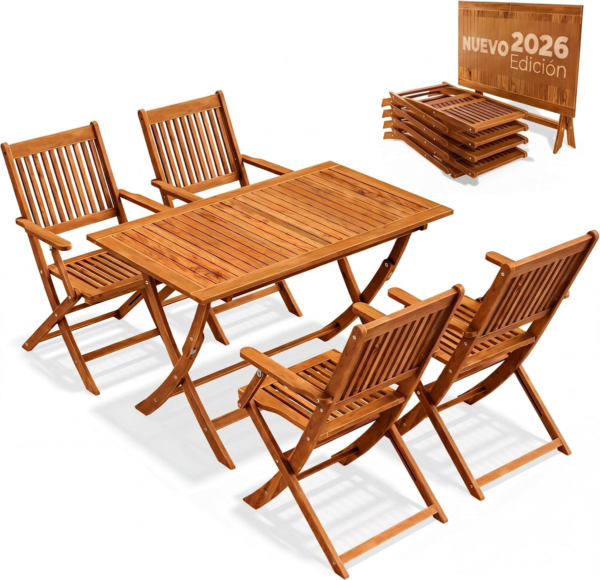Juegos de comedor, 5 unidades, plegable, madera, CASARIA