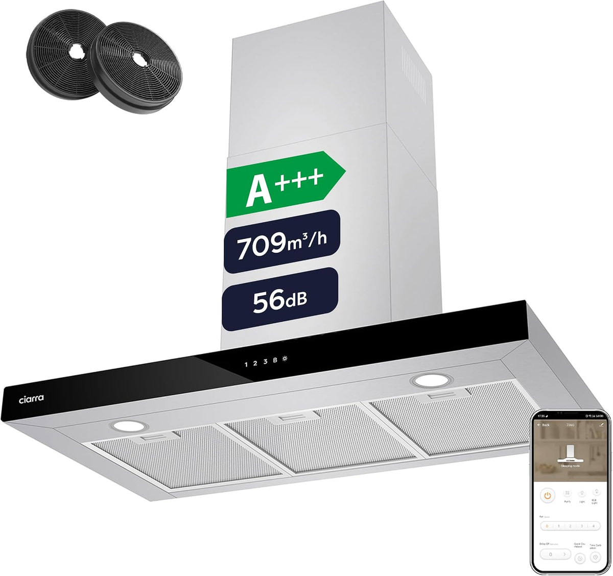 Campanas de pared CBCS9102, 90 cm, con WiFi, CIARRA