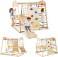COSTWAY Gimnasios y columpios, 140 × 110 × 126 cm, madera, COSTWAY Gimnasio Infantil para Interior 8 en 1