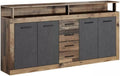armario, 190 × 95,4 × 31,9 cm, con cajones, gris, para el salón, CAMBIA TUS MUEBLES CTM, Aparador Luana 190x95, 4x31, 4 Puertas