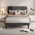 cama, 120 × 200 cm, regulable, gris, Blishom, Cama tapizada 120x200 cm, Cama Doble con cabecero Ajustable en Altura