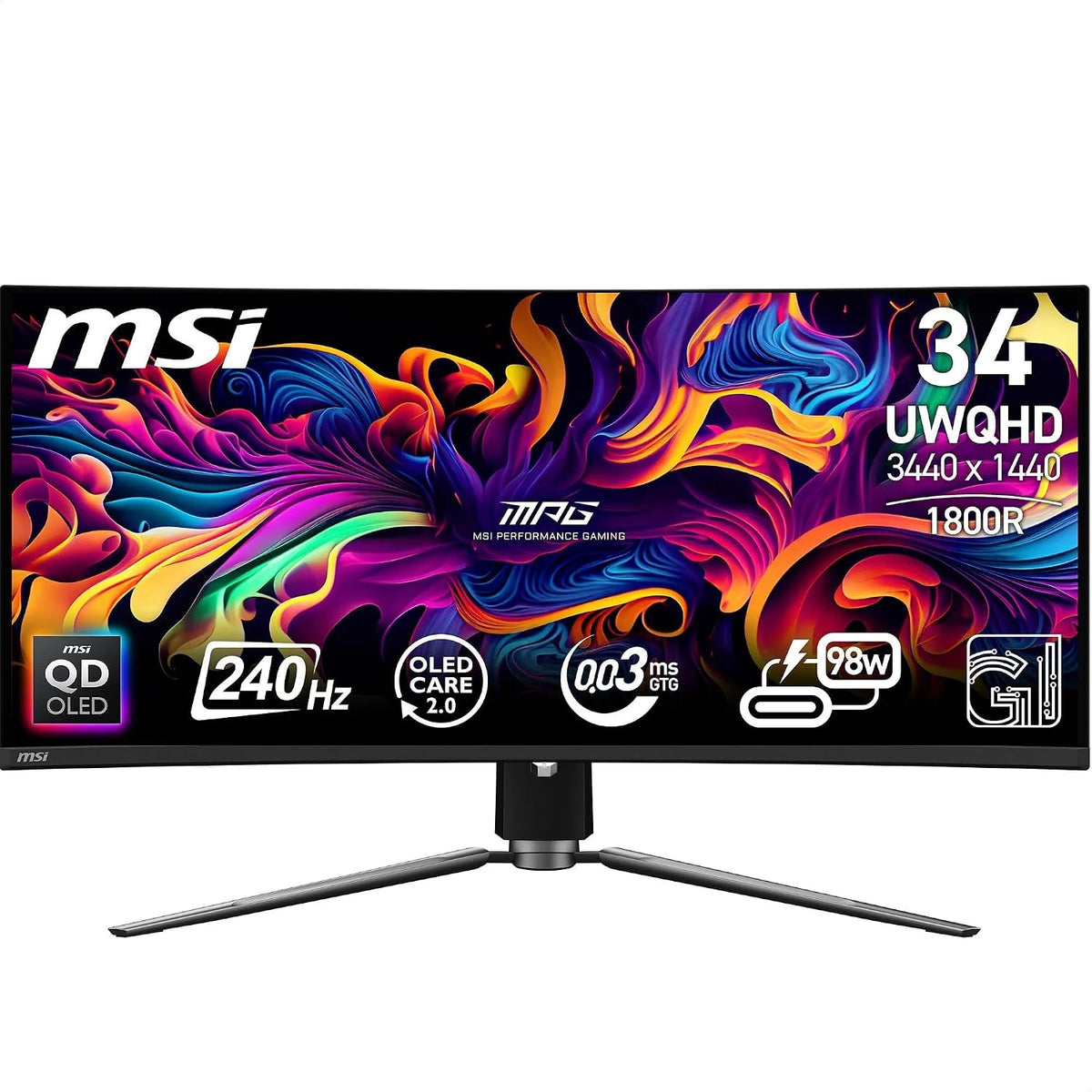 Monitores DCI-P3, 98W, MSI, 240Hz, 0.03ms, 99.3% DCI-P3, ΔE≤2, DisplayHDR True Black 400, DP 1.4a, USB Tipo C PD:98W