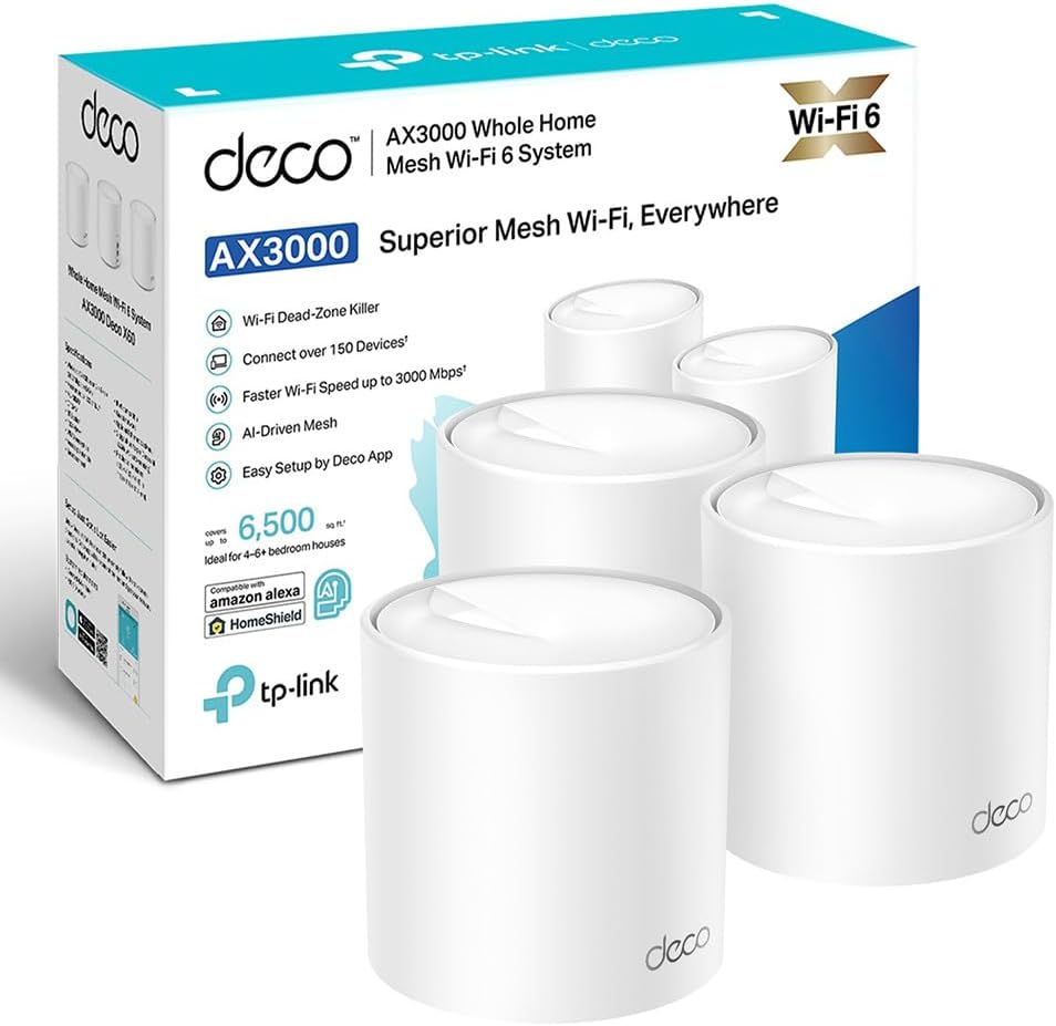 Sistemas WiFi Mesh X50, con WiFi, blanco, TP-Link, AX3000 Doble Banda 2.4 GHz/5 GHz, Cobertura hasta 600 m2, 3X Puertos GigabIt por Unidad, 1024QAM