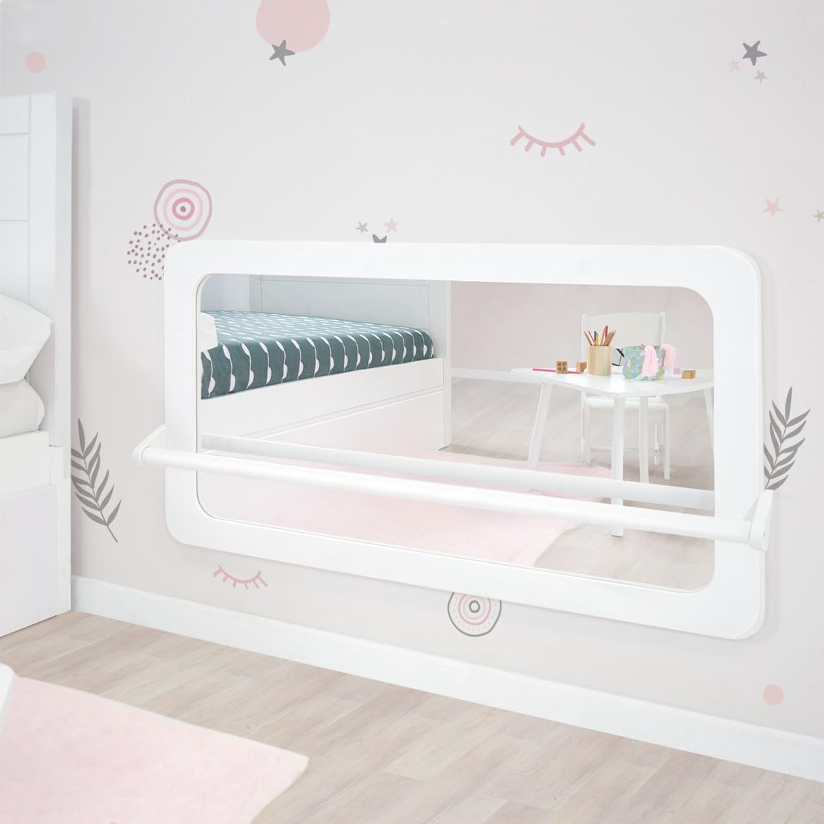 Espejos, 112 × 60 cm, regulable, vidrio, blanco, Bainba