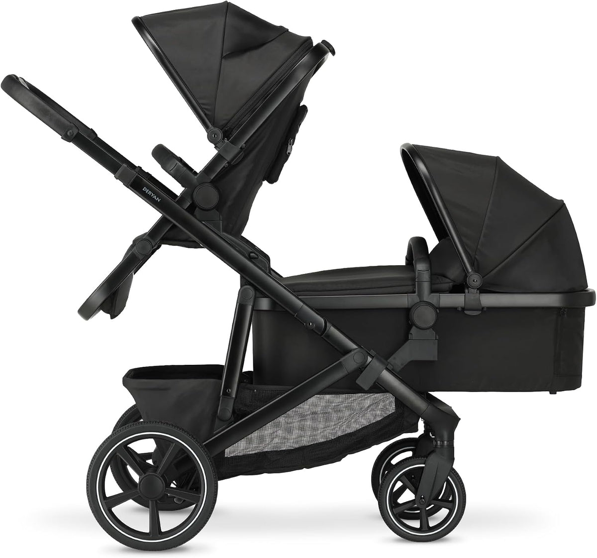 silla, 82 × 61 × 29,5 cm, 50 kg, negro, Deryan, Deryan Evy V2 cochecito para 2 niños - para recién nacidos