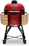 barbacoa, 64 cm, rojo, para el jardín, para la terraza, Kamado BONO