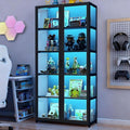 estantería, con estantes, vidrio, negro, Cvvovilx, estantería para el hogar, Sala de Estar (Negro-2)