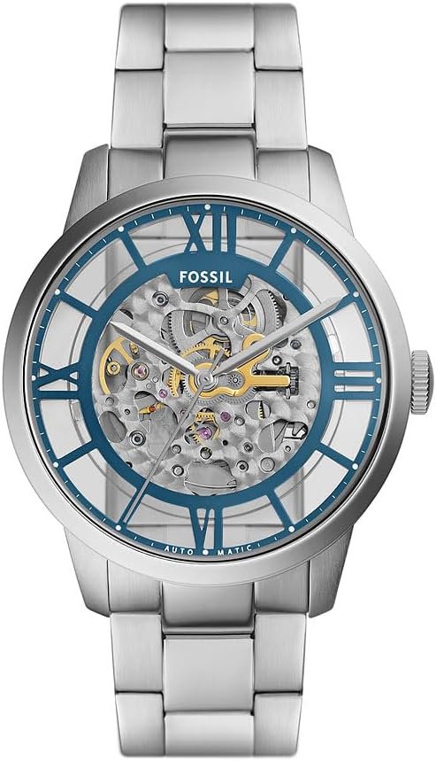 Relojes de pulsera, 44 mm, acero, Fossil, Fossil Reloj Townsman para Hombre, Movimiento automático de Tres Agujas con Correa de Acero o Piel