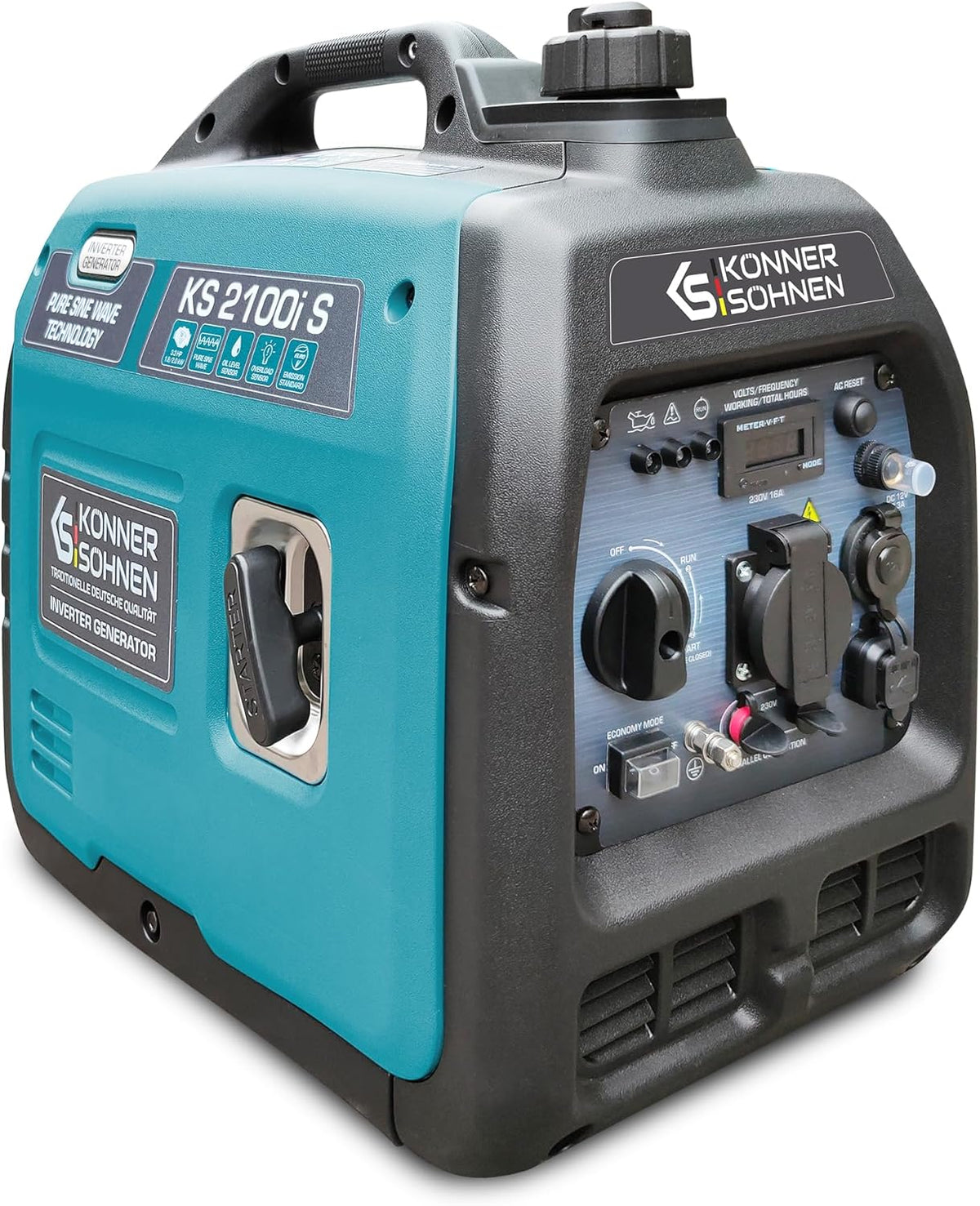 Generadores, 2000 W, 230 V, con iluminación LED, K&S Könner&Söhnen, enchufe Schuko de 230 V, 2 puertos USB, indicador LED