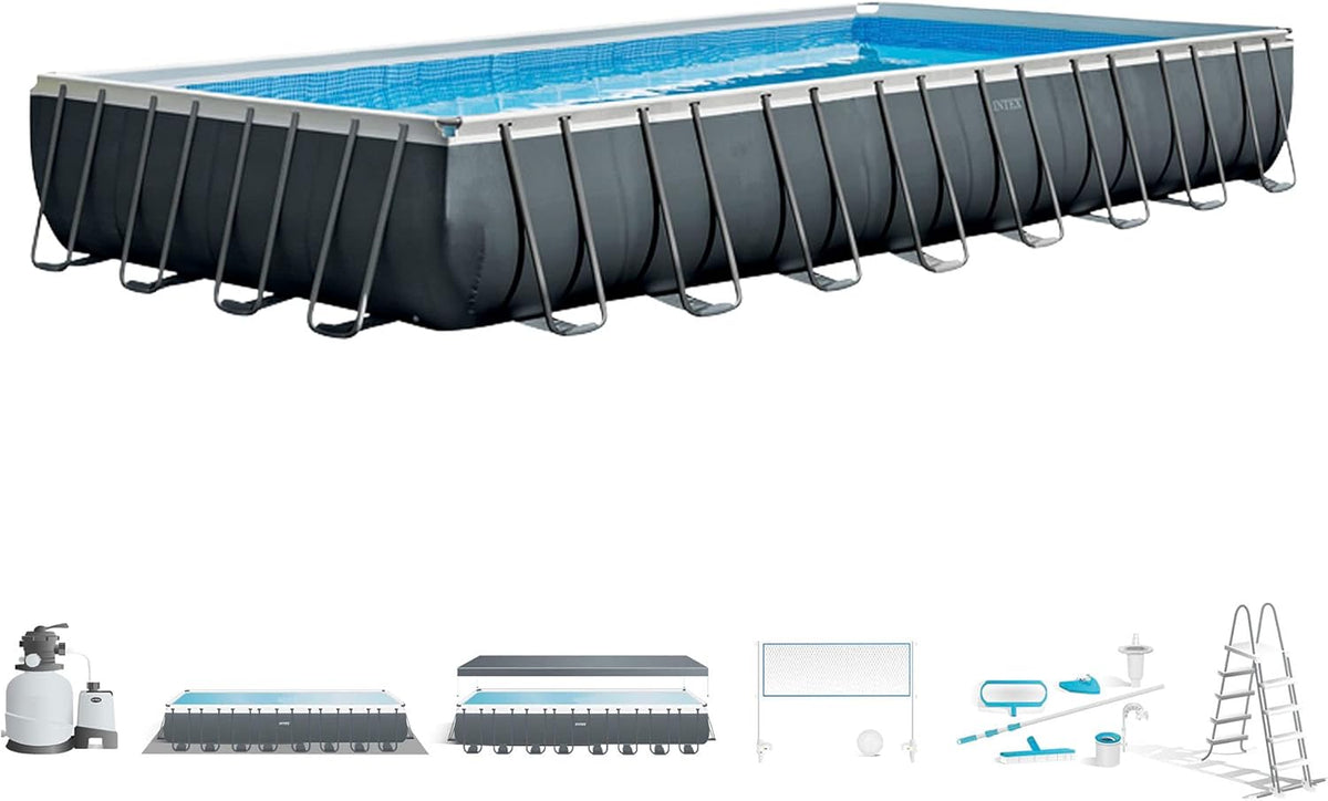 INTEX piscina, 975 × 488 × 132 cm, 55224 - Desmontable Pack Deluxe + depuradora y clorador
