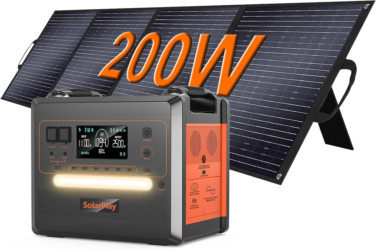 Generadores Q2402M, 2304 Wh, 2500W, inalámbrico, solarplay, estación de energía portátil 2304 Wh batería LiFePO4, con 2 2500W CA