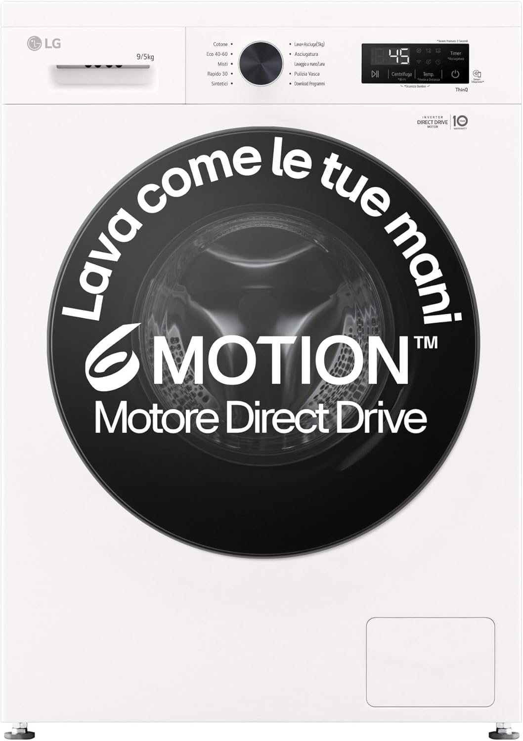 LG W4NX1095NWB lavadora, 5 kg, blanco, 1400 rpm, tecnología 6 Motion Direct Drive