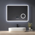 Espejos de aumento de pared, 80 × 60 cm, con iluminación LED, regulable, Heilmetz, Heilmetz Espejo de baño Iluminado por LED con Lupa 3X, 80 x 60 cm