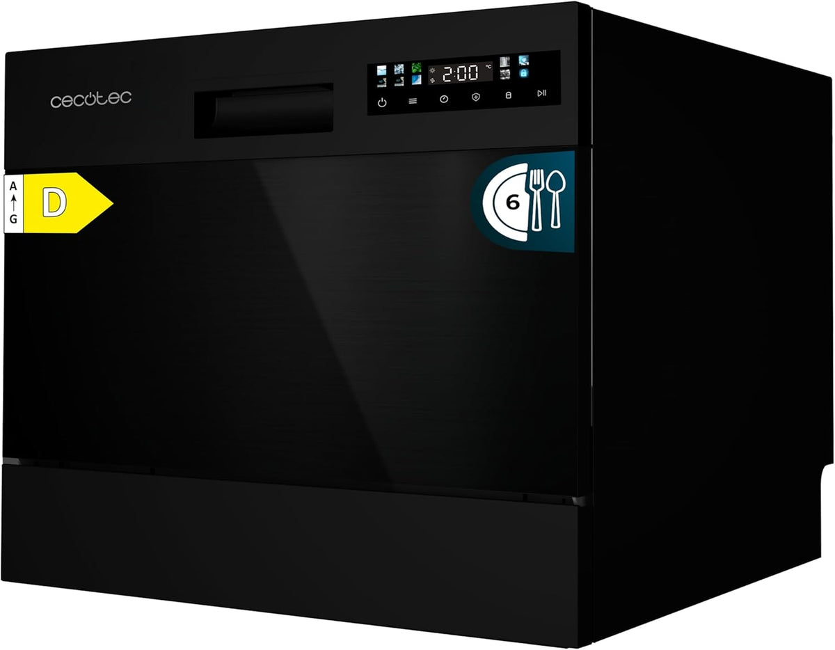 lavavajillas, Cecotec, 8 Programas, Compacto Libre Instalación 6 cubiertos Bolero Aguazero 2300 Dark.