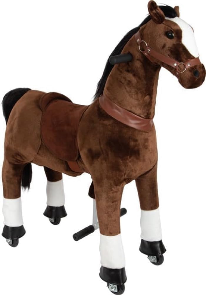 Animales y caballos balancín, 79 × 30 × 104 cm, 50kg, small foot, Small Foot Caballo de Montar con Ruedas de Felpa, hasta 50kg, 12462