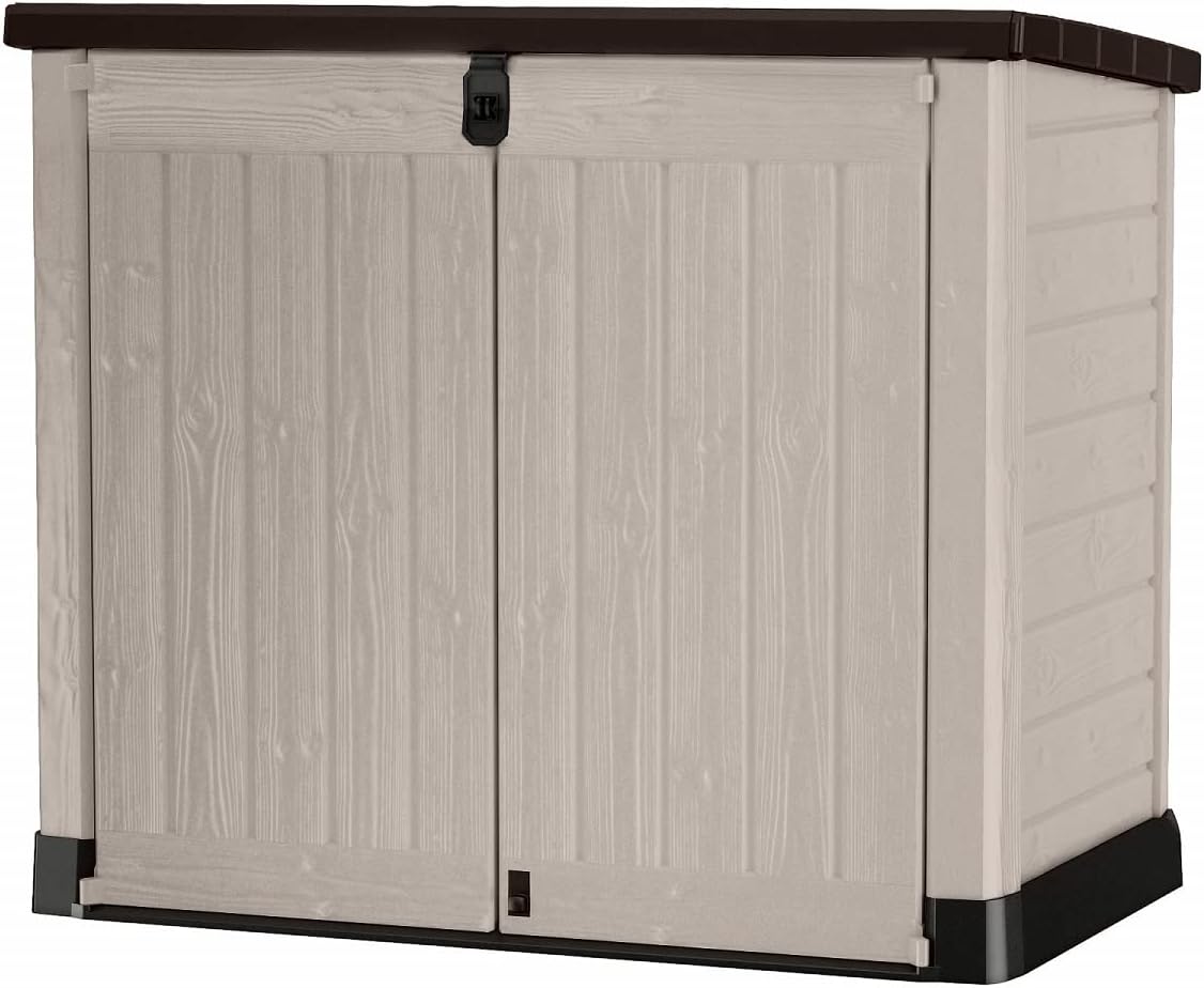 Cobertizos de almacenamiento, 145,5 × 82 × 123 cm, 1200L, beige, para el jardín, Keter, Capacidad 1200L, 5 x 82 x 123 cm