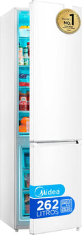 frigorífico, 55 cm, 262 L, 65L, 39 dB, blanco, Midea, Silencioso 39 dB