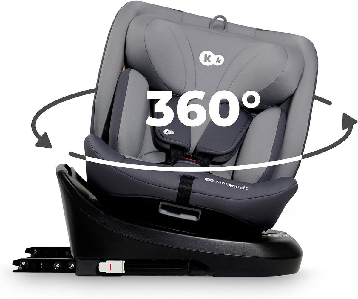 silla, 150 cm, 36 kg, regulable, gris, Kinderkraft, I-SIZE 40-150 cm, para niños, Universal para coche, 360o, Grupo 0+/1/2/3, 0-36 kg