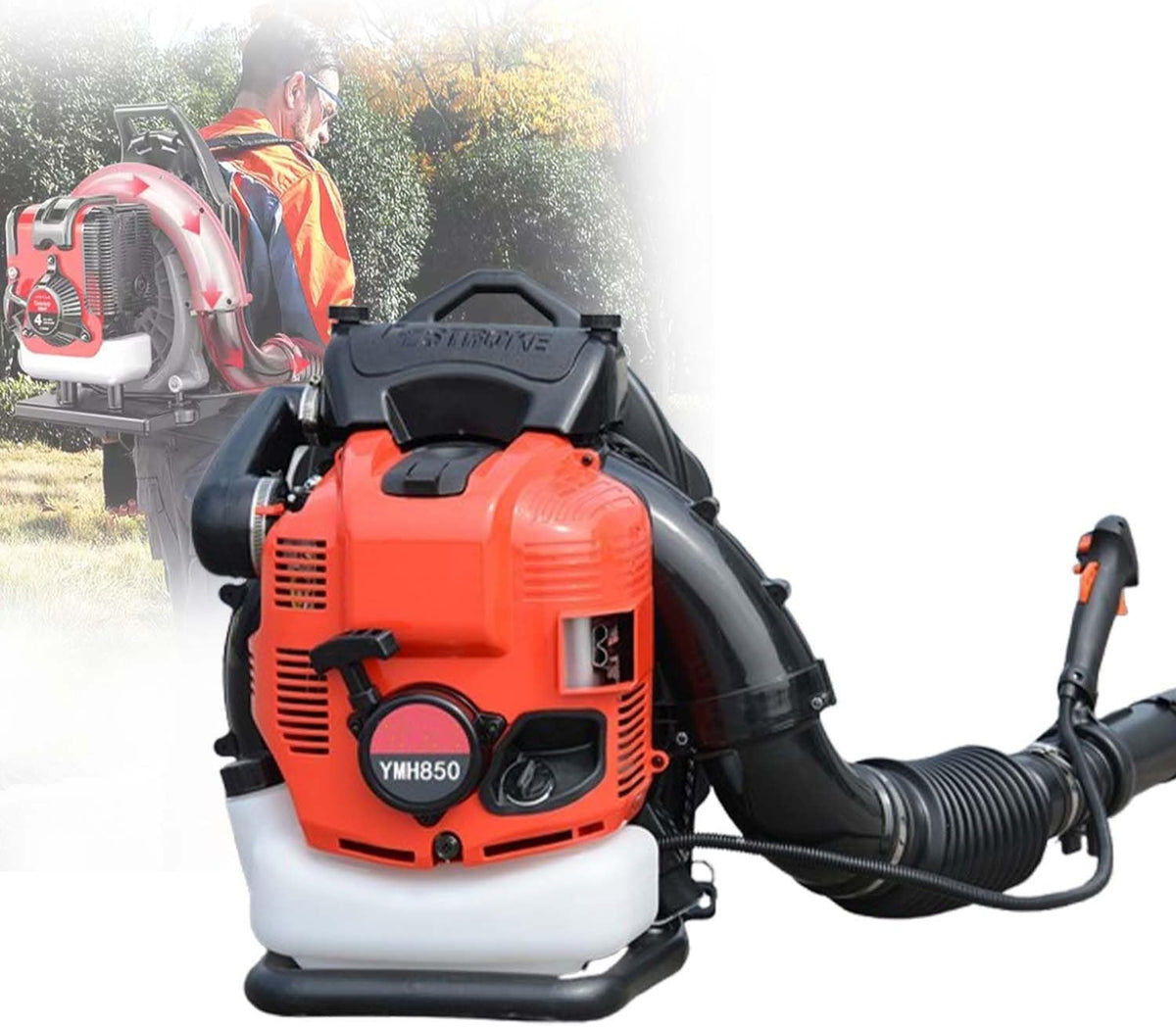 HP Sopladores de hojas, 2.0L, para el jardín, Soplador Gasolina 4 Tiempos Mochila 1000cc, Motor 12 HP, Depósito 2.0L, 10000 RPM