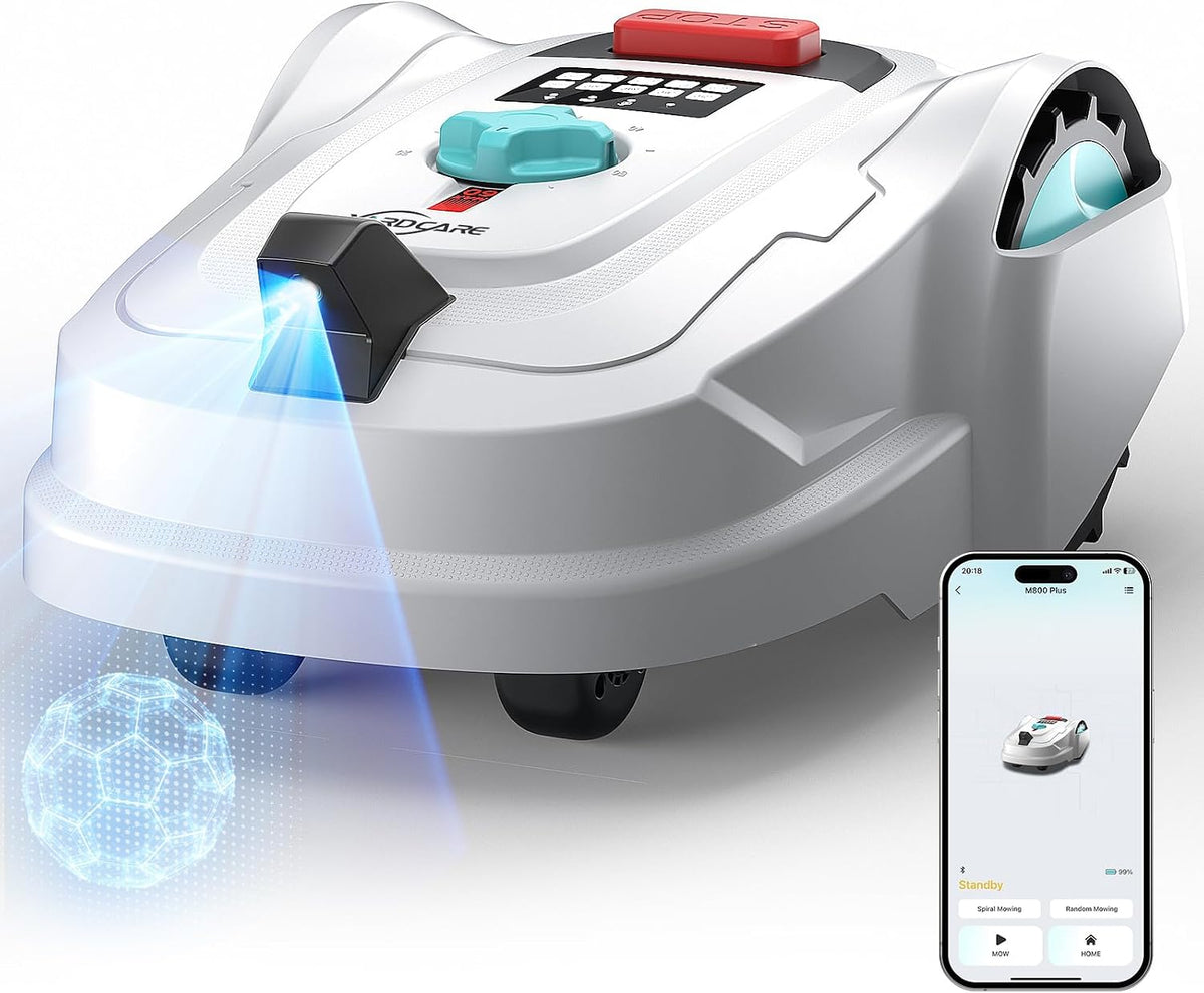 Robots cortacéspedes, 18 cm, YARDCARE, YARDCARE M800Plus Robot Cortacésped sin Cable Perimetral, 800 m2, Detección de 150 Obstáculos