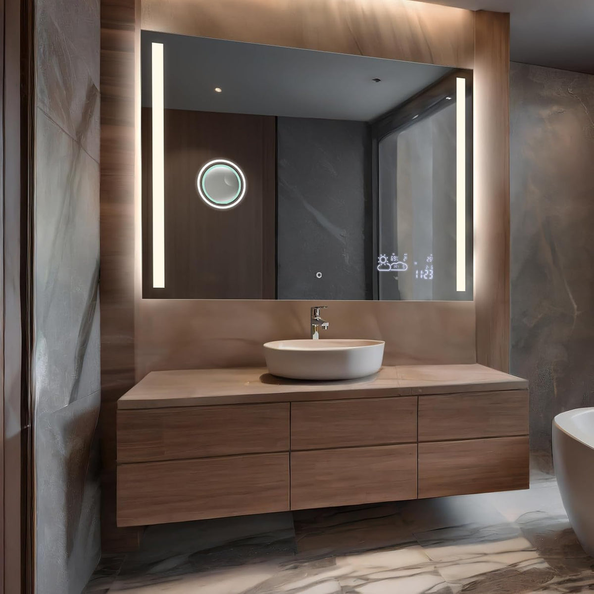 Espejos de aumento de pared, 160 × 90 cm, con iluminación LED, para el dormitorio, FORAM