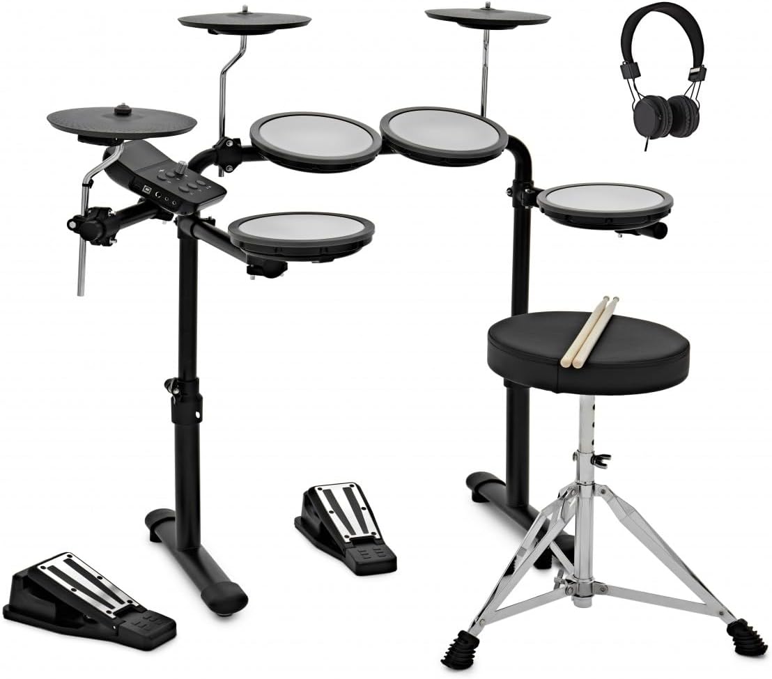 Baterías electrónicas, 750 mm, inalámbrico, negro, gear4music, 7 Pads en Malla